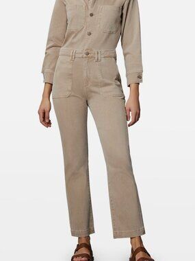 DL1961 Women Beige Long Sleeve Cotton Step In Freja Full-Length Jumpsuit Size S